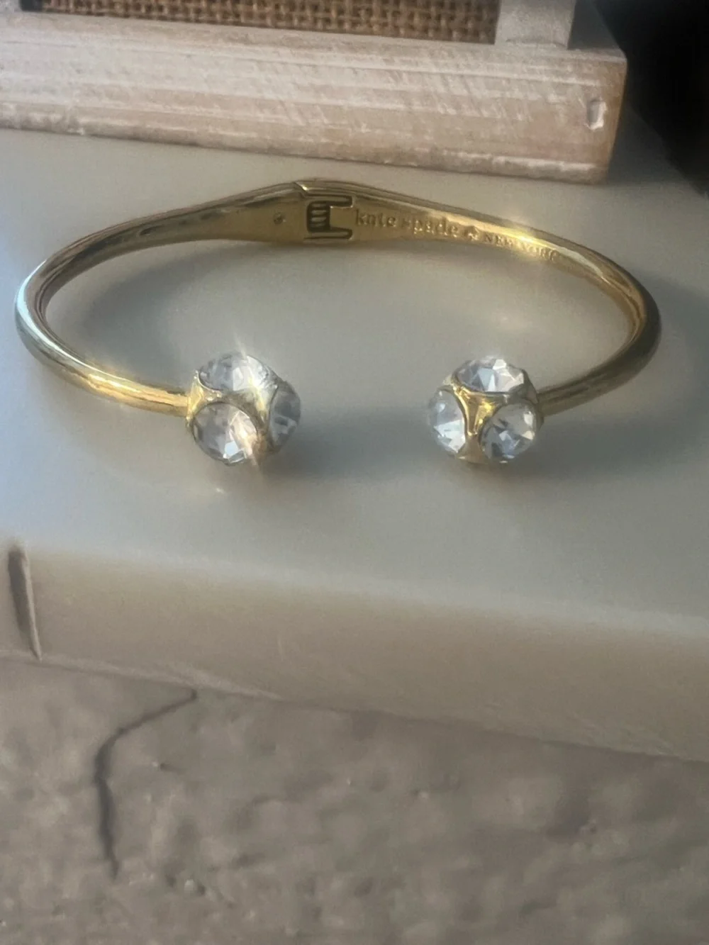 Kate Spade Gold Crystal Open Bangle Bracelet “Lady Marmalade” - Picture 6 of 6